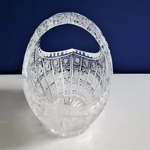 Antique American Brilliant Cut Glass Basket; Hobstar 19th Century .FREE SHIPPING - Picture 1 of 4
