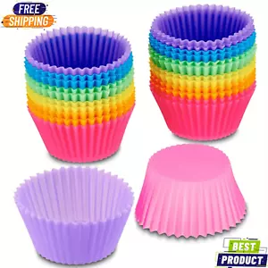 6pcs Reusable Silicone Muffin Cups Colorful Cupcake Liners Baking Molds - Picture 1 of 6