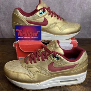 Nike Air Max 1 QS Negro Mes de la Historia BHM Talla 8W 6.5M 652115-700 Dorado Rojo OG - Imagen 1 de 10