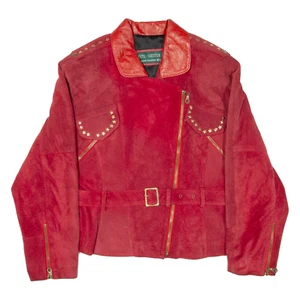 Giacca biker donna TEXTIL AGENTUR pelle rossa scamosciata S - Foto 1 di 6