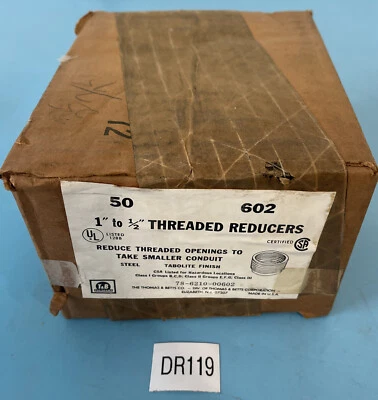(50)NEW SEALED-Thomas Betts 602 Thread Reducer 1" Male Thread 1/2" Female Thread - Image 1 of 4