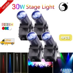 Luz LED de escenario de haz RGBW de 30 W 4 piezas DMX Show Fiesta Disco DJ Iluminación Club Pinspot - Imagen 1 de 12