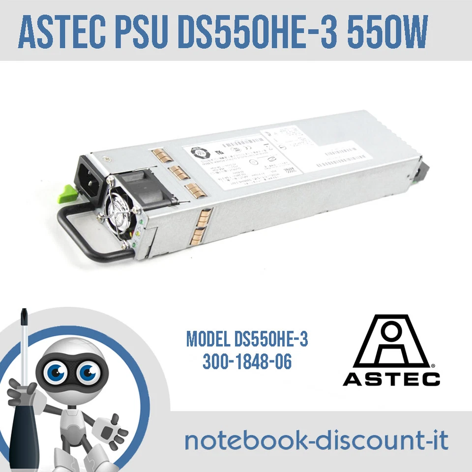 ASTEC Sun Microsystems 300-1848-06 Power Supply 550W PSU DS550HE-3-001 TESTED - Immagine 1 di 1
