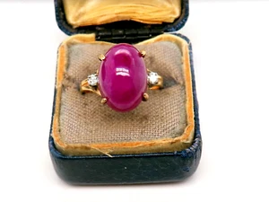 Vintage 14k gold ANTIQUE ART DECO RETRO 1930s 1940s LARGE RUBY DIAMOND ring - Picture 1 of 7