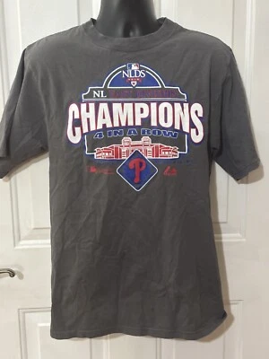 PHILADELPHIA PHILLIES T-SHIRT MAJESTIC 2010 "4 IN A ROW" NL EAST CHAMPS Size S - Image 1 of 3