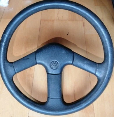 867419091F VW Polo 86C Lenkrad 3 Speichen 867419669C schwarz 1H0419660 Oldtimer  - Bild 1 von 4