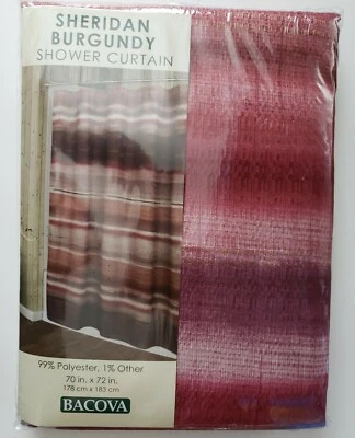 Cortina de Ducha Bacova Sheridan Borgoña 70x72 Acentos Dorados Rayas Foto 1 de 2