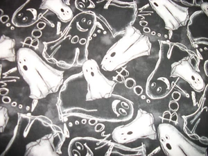Halloween Cotton Fabric White Ghosts  Glow In The Dark Fabric Traditions  - Picture 1 of 2
