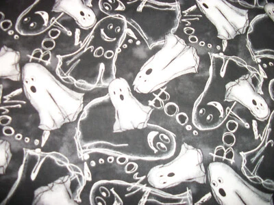 Halloween Cotton Fabric White Ghosts  Glow In The Dark Fabric Traditions  - Image 1 of 2