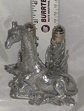 Vintage Fitz & Floyd Giraffe Salt And Pepper Shaker Set Metal Silver Glass