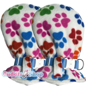 Cuddlz Paw Print Fleece Adult Size Mittens Padded Locking Lockable with Straps - Picture 1 of 3