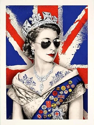 NEW Queen Elizabeth II Graffiti Tattooed Print Poster Canvas FREE SHIPPING AU - Image 1 of 3