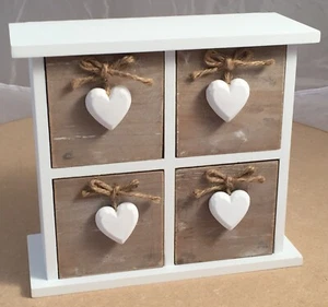Herzgriff Aufbewahrung Schmuckbox Schrank, Holz mit 4 Ziehungen - Bild 1 von 1