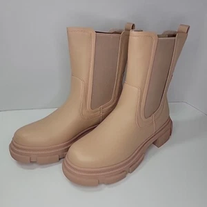Yetier beige Chelsea-Stiefel mit mittlerer Wade - Bild 1 von 8