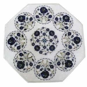 18" Marble Table Top semi precious stones lapis handmade Inlay - Picture 1 of 2