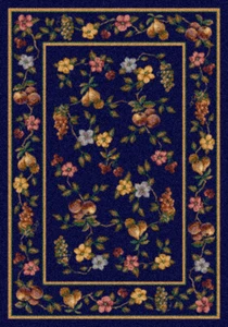 Milliken Blue Transitional Casual Fruits Grapes Area Rug Floral Lorelei Sapphire - Picture 1 of 9