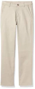 Nautica Boys' Big Flat Front Stretch Twill Chino Khaki Pant, 16 - Picture 1 of 4