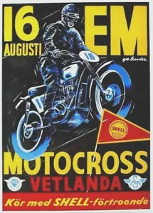 Original vintage poster MOTO CROSS EC SWEDEN SHELL OIL 1959 - Picture 1 of 1