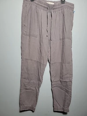 Pantalones Jogger Calvin Klein Para Mujer Talla 6 Gris Lino Bolsillos Cortados Cintura Elástica Foto 1 de 4