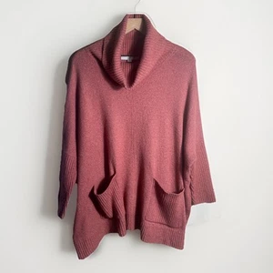 LOFT Poncho Pullover Damen Medium Lachs Wasserfallausschnitt Taschen Oversize Baumwolle - Bild 1 von 6