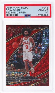PSA 10 2019 Panini Prizm 242 Coby White Courtside Red Disco Prizm /49 Rookie RC - Bild 1 von 2