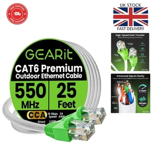 Reliable 25ft Cat6 Ethernet Cable - Weatherproof, Direct Burial, RJ45 Connectors - Picture 1 of 10