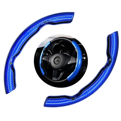 Carbon Fiber Universal Car Steering Wheel Booster Cover Non-Slip Accessory Blue - Image 1 of 4