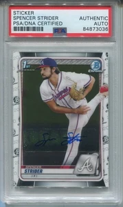 2020 Spencer Strider Bowman Chrome Draft AUTO ROOKIE SIGNED Rc PSA DNA Authentic - Picture 1 of 2