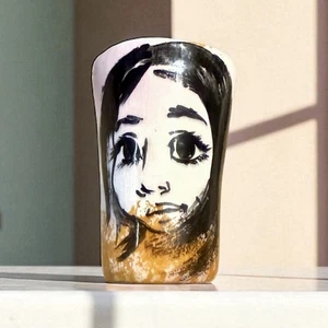 RARE Small Ceramic Face Pottery Vase Signed Rena Tucson - Picture 1 of 8