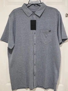 Camisa Hurley Tejida Dobby SS Abotonada Azul Para Hombre Talla L - Imagen 1 de 7