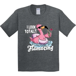 Inktastic I Look Totally Flamazing With Flamingo In Sunglasses Youth T-Shirt Tee - Picture 1 of 3
