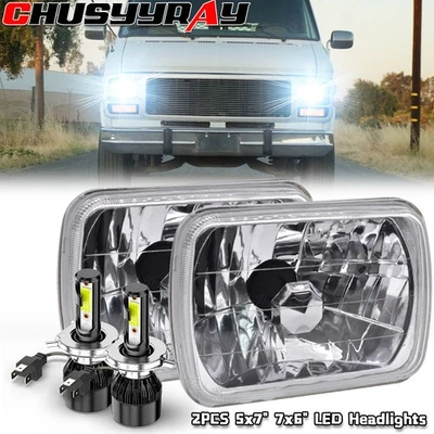 Par de faros LED de haz alto/bajo DOT para camioneta Chevy G10 G20 G30 1978-1995 5x7 7x6" Foto 1 de 4