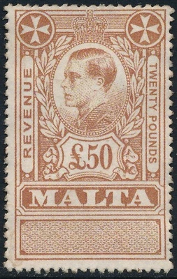 MALTA 1936, KEVIII, £50 VALUE, NICE FALSE, FAUX ESSAY MINT STAMP. #D192 - Image 1 of 2