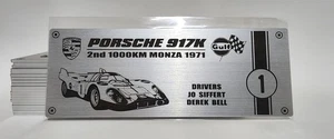 1/8 Porsche 917K #1 Gulf 1000km Monza 1971 Metal Name Plate Plaque for Pocher - Picture 1 of 2