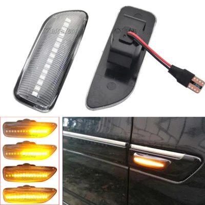 Clear For Volvo S60 2001-2009 S80 V70 LED Dynamic Side Marker Light Turn Signal - Image 1 of 4