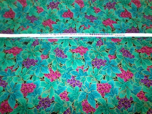 Hoffman International WINDSOR Fabric Teal Grape print with Gold. 35x44. D24-1267 - Picture 1 of 5