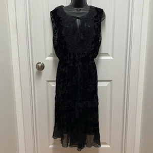 Elie Tahari Woman Gothic Princess Black Silk Embroidered Dress - size XL - Picture 1 of 12