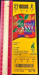 Olympiade-Ticket 1996 27. Juli Atlanta unbenutzt neuwertig *BOXING* 48 $ KOSTEN JC M15 - Bild 1 von 2
