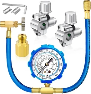 Refrigerator Freon Recharge Hose Kit-R134A R12 R22 Fridge Recharge Tool Kit with - Picture 1 of 7