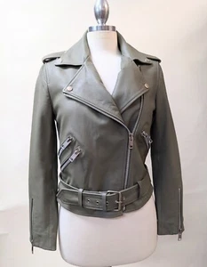 Walter Baker Kelsey Jacket *GORGEOUS* Gray Lamb Leather Moto Biker S NEW - Picture 1 of 7