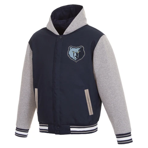 NBA  Memphis Grizzlies  JH Design Two Tone Reversible Fleece Hooded Jacket Cover