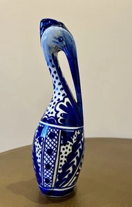 Vintage 13" Blue/White Ceramic Pelican Vase - Picture 1 of 7
