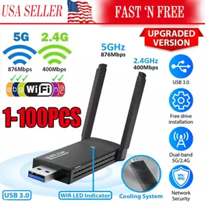 USB 3.0 Wireless WIFI Adapter 1300 Mbps Long Range Dongle Dual Band Netzwerk Lot - Bild 1 von 24
