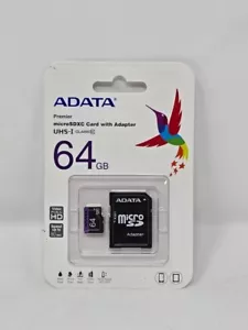ADATA Premier micro SDHC/SDXC UHS-I U1 Class Memory Card with Adapter 64GB UHS-I - Picture 1 of 2