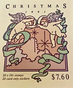 AUSTRALIA 1991 Christmas Booklet - TWENTY x 38c MNH Stamps - Picture 1 of 2