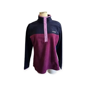 COLUMBIA Women's Benton Springs Snap-Front Fleece Pullover Purple Size L - Picture 1 of 7