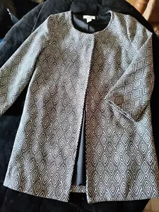 HM Dress Coat Size Small Black And White Geometric Print - Picture 1 of 4