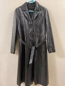 Gabardina plisada de cuero Wilsons vintage con revestimiento con cremallera. Talla 12 - Imagen 1 de 4