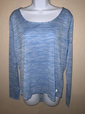 DANSKIN Med Jersey Ligero Manga Larga Camisa Sin Bolsillo Calce Suelto Top Azul  Foto 1 de 4