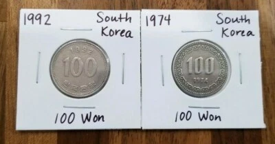South Korea Coins 1974 100 Won & 1992 100 Won - Image 1 of 4